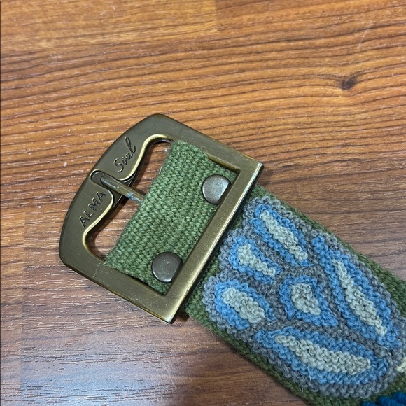 Alma Soul Sz Large Floral Embroidered Belt Lambswool Boho - Picture 3 of 10